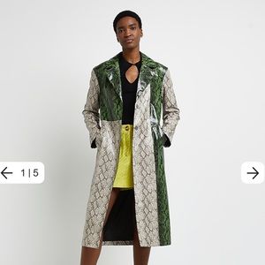 River Island Animal Crocodile Print Faux PU Leather Unique Print Coat